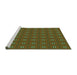 Sideview of Machine Washable Transitional Dark Yellow Green Rug, wshpat2701grn