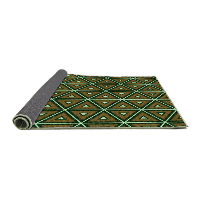 Thickness of Patterned Olive Green Rug, pat2702grn