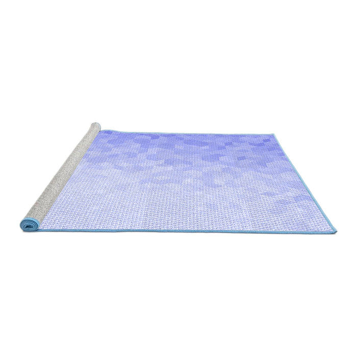 Sideview of Machine Washable Transitional Sky Blue Rug, wshpat2703blu