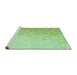 Sideview of Machine Washable Transitional Green Rug, wshpat2703grn