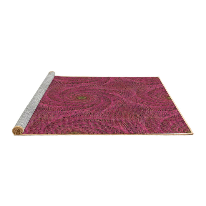 Sideview of Machine Washable Transitional Crimson Red Rug, wshpat2704brn