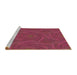 Sideview of Machine Washable Transitional Crimson Red Rug, wshpat2704brn