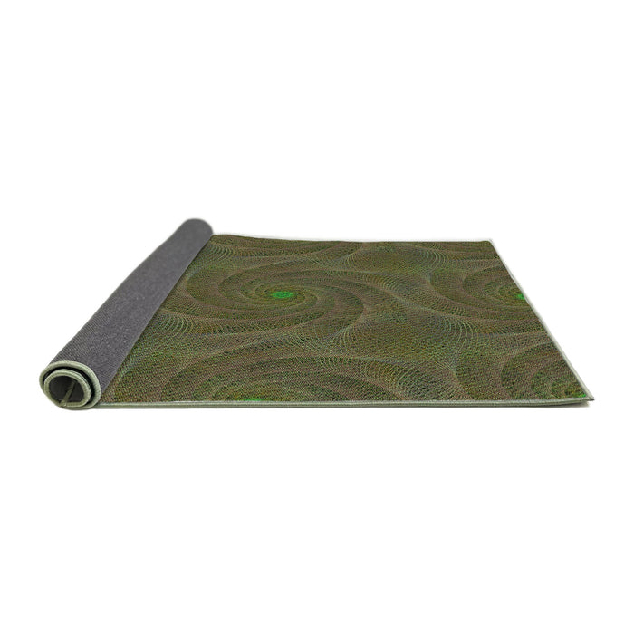 Thickness of Patterned Olive Green Rug, pat2704grn