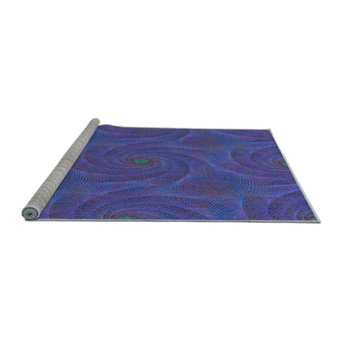 Sideview of Machine Washable Transitional Amethyst Purple Rug, wshpat2704lblu