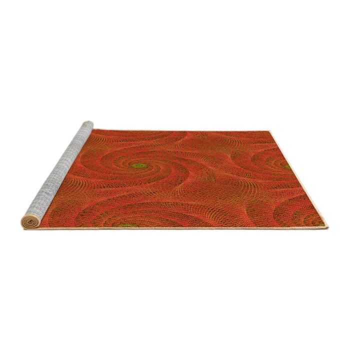 Sideview of Machine Washable Transitional Orange Red Orange Rug, wshpat2704yw