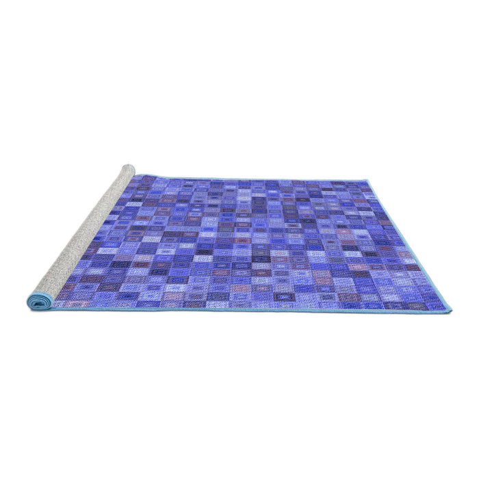Sideview of Machine Washable Transitional Blue Rug, wshpat2705blu