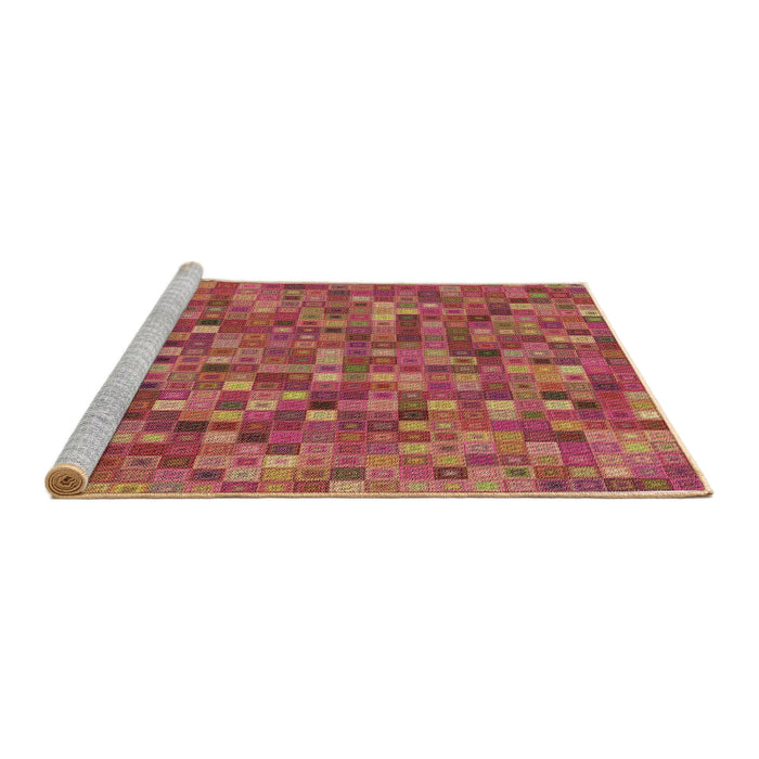 Sideview of Machine Washable Transitional Crimson Red Rug, wshpat2705brn