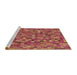Sideview of Machine Washable Transitional Crimson Red Rug, wshpat2705brn