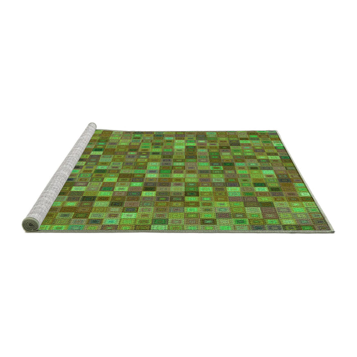 Sideview of Machine Washable Transitional Antique Bronze Green Rug, wshpat2705grn