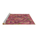 Sideview of Machine Washable Transitional Crimson Red Rug, wshpat2706brn