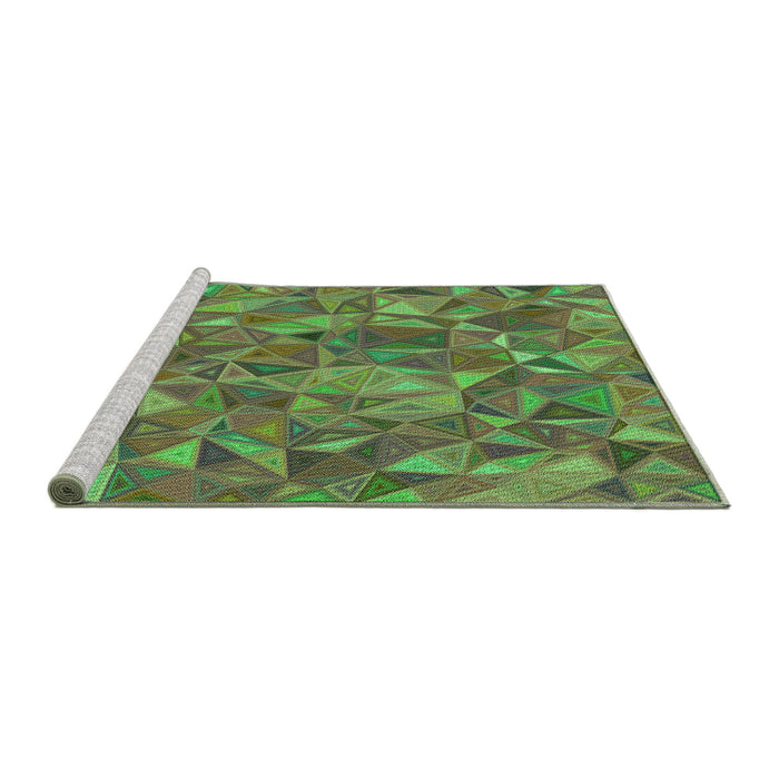 Sideview of Machine Washable Transitional Green Rug, wshpat2706grn