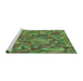 Sideview of Machine Washable Transitional Green Rug, wshpat2706grn