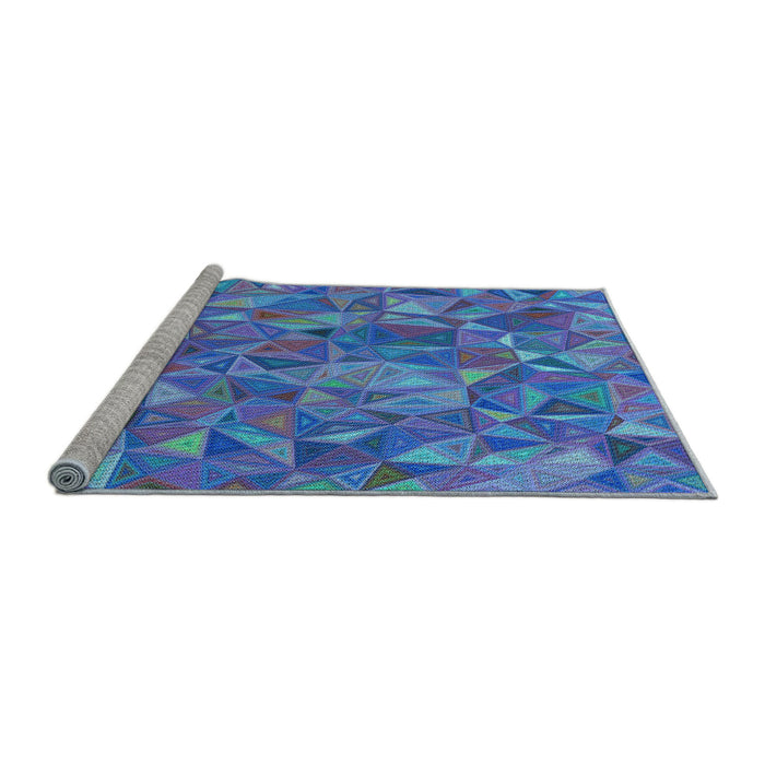 Sideview of Machine Washable Transitional Blue Rug, wshpat2706lblu