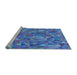 Sideview of Machine Washable Transitional Blue Rug, wshpat2706lblu