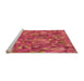 Sideview of Machine Washable Transitional Crimson Red Rug, wshpat2706org