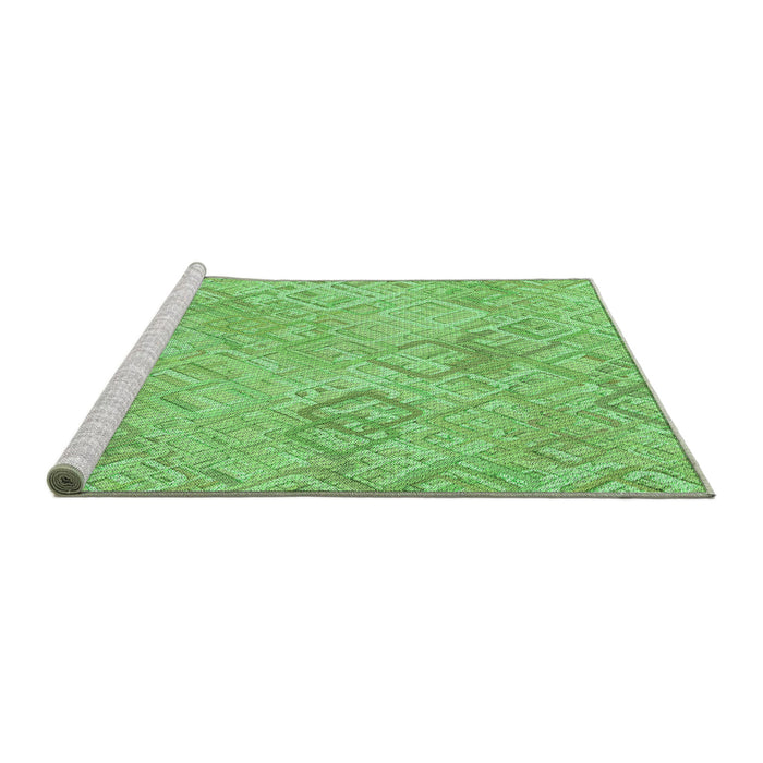 Sideview of Machine Washable Transitional Green Rug, wshpat2707grn