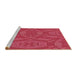 Sideview of Machine Washable Transitional Pink Rug, wshpat2708brn