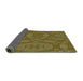 Thickness of Patterned Dark Bronze Brown Rug, pat2708grn