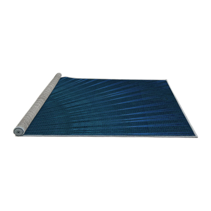 Sideview of Machine Washable Transitional Blue Rug, wshpat2709lblu