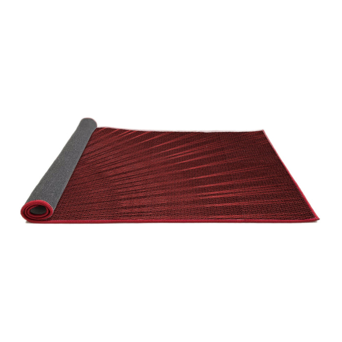 Thickness of Patterned Maroon Red Rug, pat2709rd