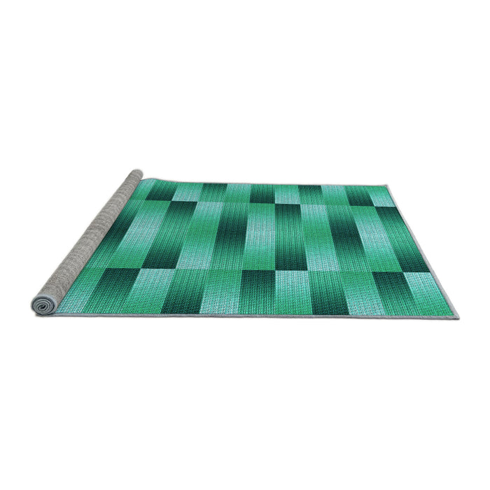 Sideview of Machine Washable Transitional Bright Turquoise Blue Rug, wshpat2710lblu