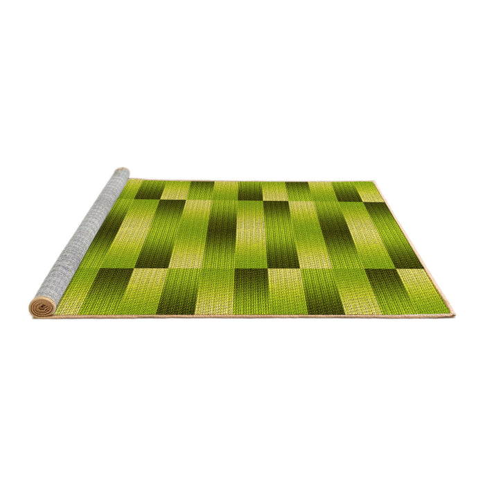 Sideview of Machine Washable Transitional Neon Yellow Green Rug, wshpat2710yw