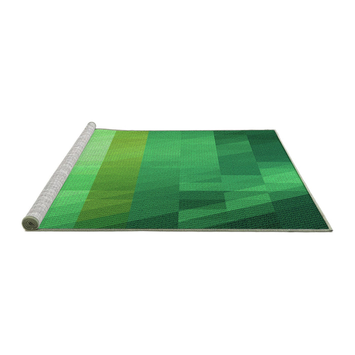 Sideview of Machine Washable Transitional Neon Green Rug, wshpat2711grn