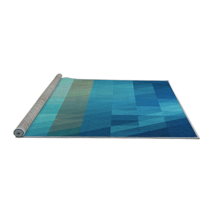 Sideview of Machine Washable Transitional Blue Rug, wshpat2711lblu