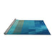 Sideview of Machine Washable Transitional Blue Rug, wshpat2711lblu