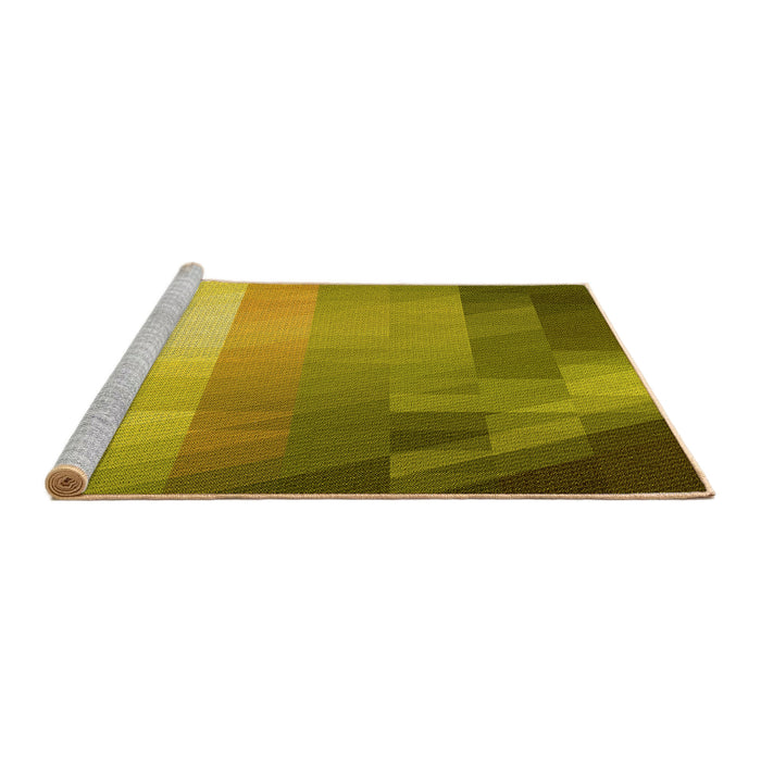 Sideview of Machine Washable Transitional Dark Yellow Green Rug, wshpat2711yw
