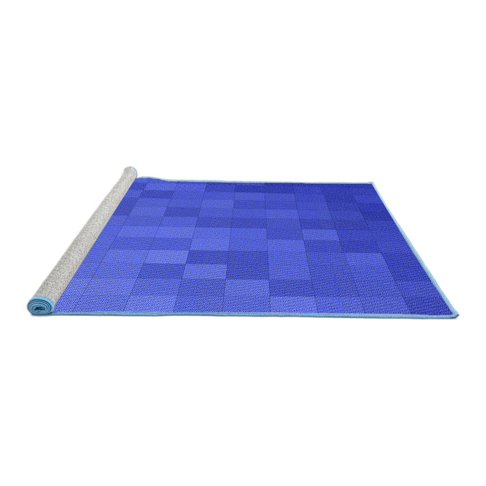 Sideview of Machine Washable Transitional Blue Rug, wshpat2716blu