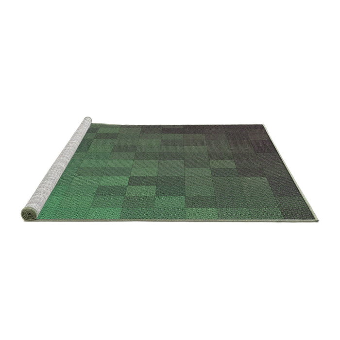 Sideview of Machine Washable Transitional Cr Green Rug, wshpat2716grn