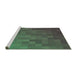 Sideview of Machine Washable Transitional Cr Green Rug, wshpat2716grn