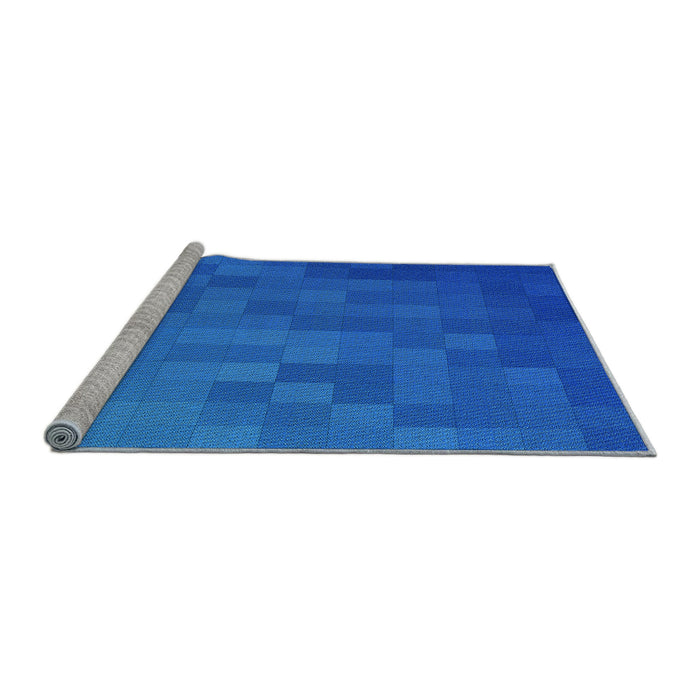 Sideview of Machine Washable Transitional Neon Blue Rug, wshpat2716lblu
