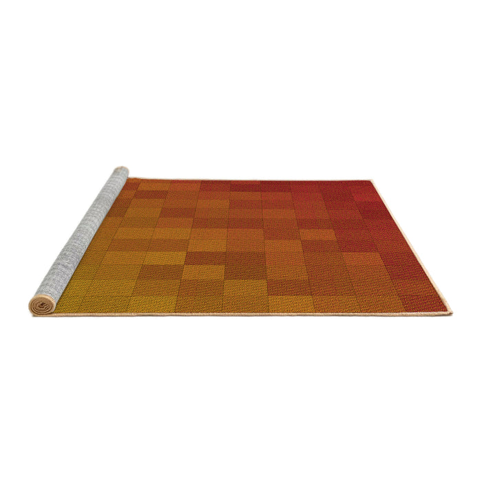 Sideview of Machine Washable Transitional Neon Orange Rug, wshpat2716yw