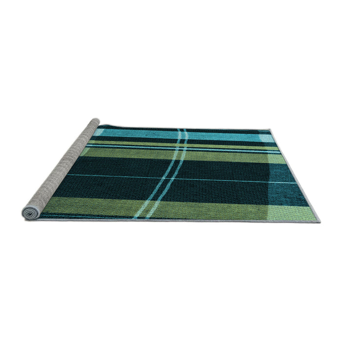 Sideview of Machine Washable Transitional Mint Green Rug, wshpat2717lblu