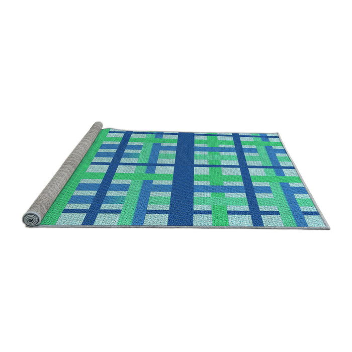 Sideview of Machine Washable Transitional Neon Blue Rug, wshpat2720lblu