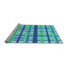 Sideview of Machine Washable Transitional Neon Blue Rug, wshpat2720lblu