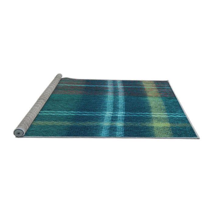 Sideview of Machine Washable Transitional Blue Rug, wshpat2723lblu