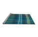 Sideview of Machine Washable Transitional Blue Rug, wshpat2723lblu