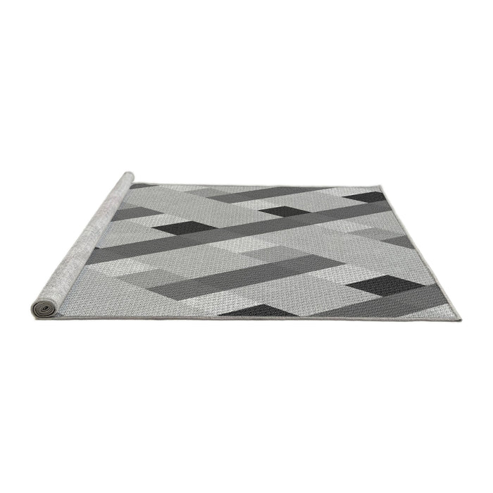 Sideview of Machine Washable Transitional Platinum Silver Gray Rug, wshpat2724gry