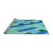 Sideview of Machine Washable Transitional Dark Turquoise Green Rug, wshpat2724lblu