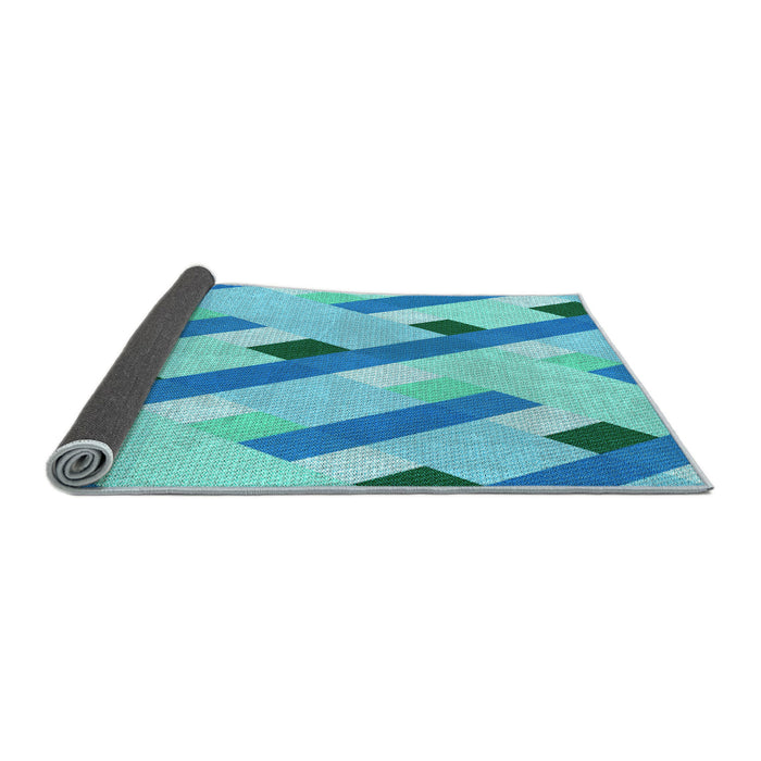 Thickness of Patterned Dark Turquoise Green Rug, pat2724lblu