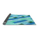 Thickness of Patterned Dark Turquoise Green Rug, pat2724lblu