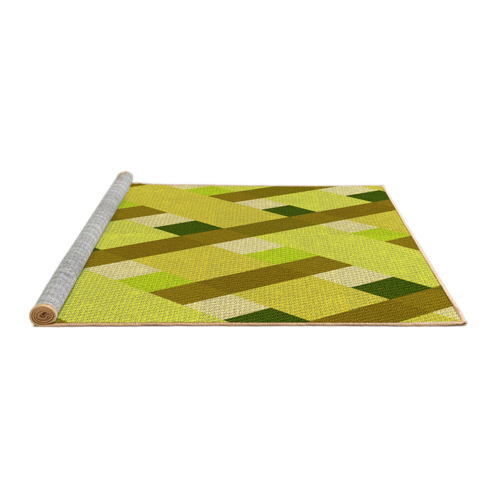 Sideview of Machine Washable Transitional Yellow Rug, wshpat2724yw