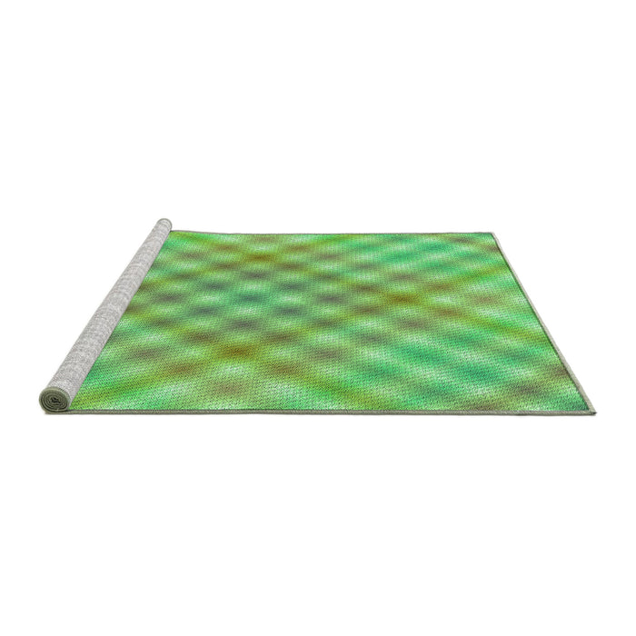 Sideview of Machine Washable Transitional Green Rug, wshpat2725grn