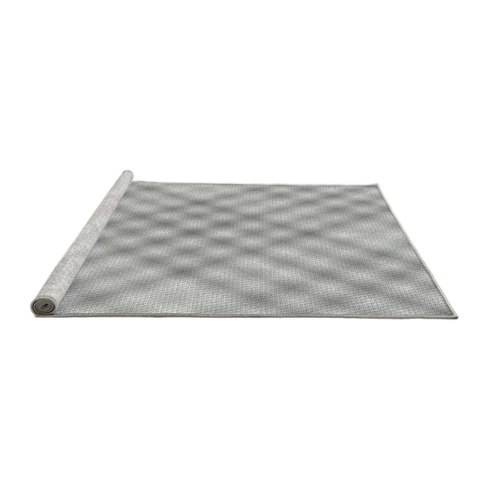 Sideview of Machine Washable Transitional Platinum Silver Gray Rug, wshpat2725gry