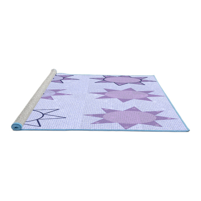 Sideview of Machine Washable Transitional Lavender Blue Rug, wshpat273blu