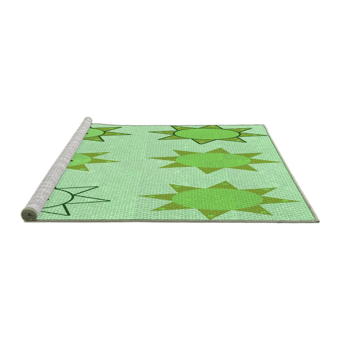 Sideview of Machine Washable Transitional Light Green Rug, wshpat273grn