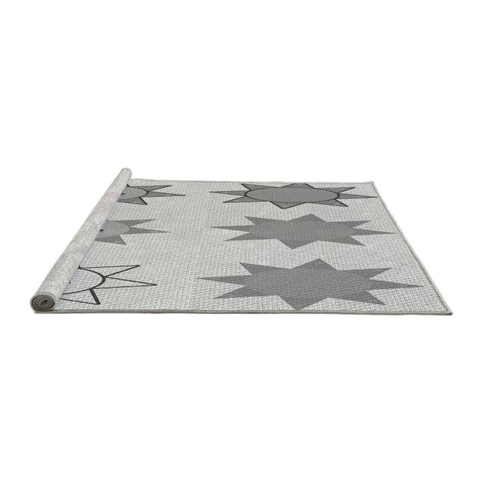 Sideview of Machine Washable Transitional Platinum Gray Rug, wshpat273gry